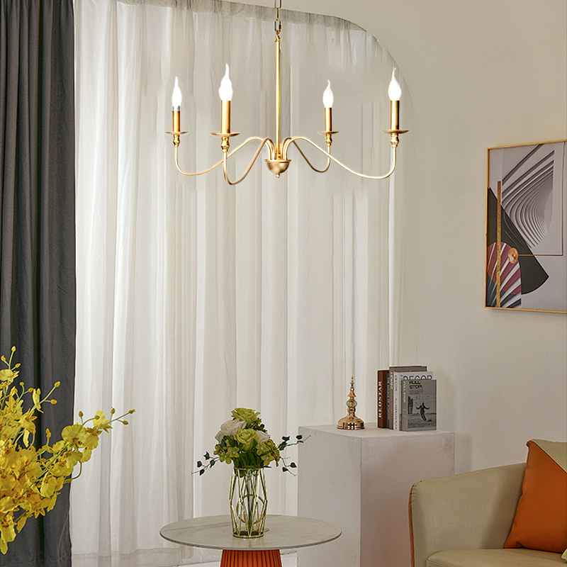 Royal Candle LED Gold 4-Head Chandelier for Living Room